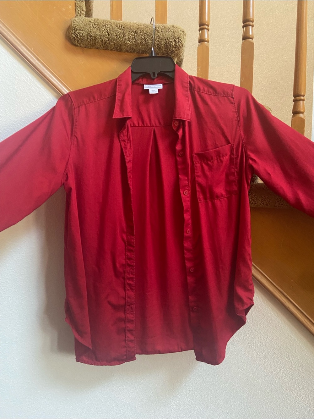 Liz Claiborne Long Sleeve Red Button-Down Shirt worn once women's size M